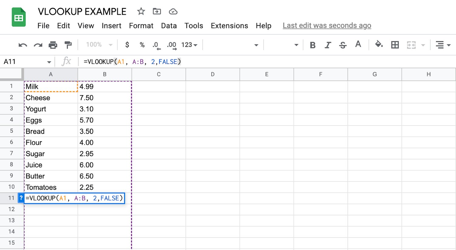 How to Use vlookup in Google Sheets
